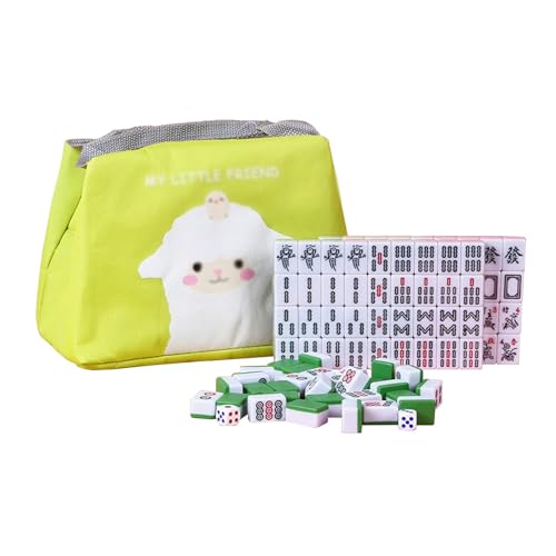 ppARK Mahjong 1 Set Mahjong-Mini-Mahjong-Spielset, leichte Mahjong-Fliesen-Sets mit 4 Würfeln für Geschenke, Zuhause, Büro, Reisen Mahjong Spiel von ppARK