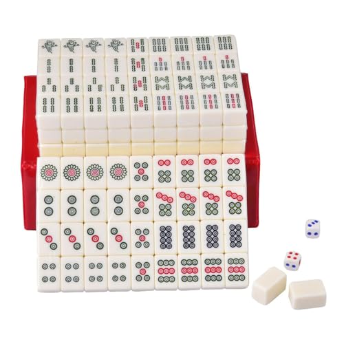 ppARK Mahjong Reise-Mahjong-Sets, tragbares Majiang-Set mit Würfeln für den Familienspielabend, Vatertagsgeschenk, Mahjong Spiel von ppARK