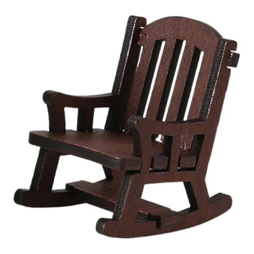 predolo 1/12 Schaukelstuhlmodell, Mini Stuhlmodell mit Hoher Rückenlehne, Basteln, Realistisch Simulierte Miniaturmöbel für DIY Projekte, Dekoration, Kaffee von predolo