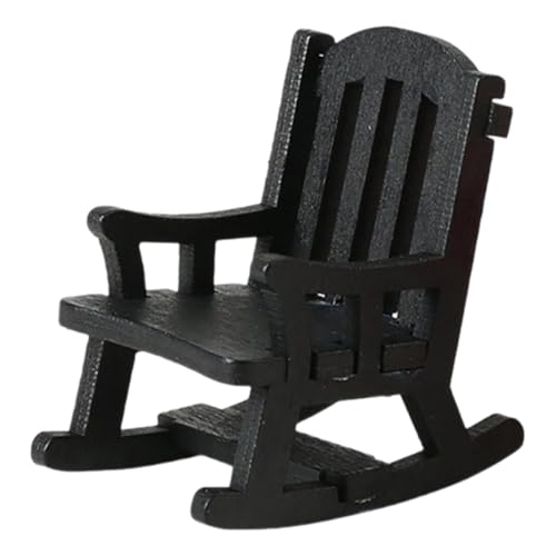 predolo 1/12 Schaukelstuhlmodell, Mini Stuhlmodell mit Hoher Rückenlehne, Basteln, Realistisch Simulierte Miniaturmöbel für DIY Projekte, Dekoration, Schwarz von predolo