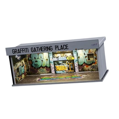 predolo 1/64 Parkplatz-Vitrine, Aufbewahrungsbox mit beleuchteter Parklandschaft, Mini-Automodellgarage aus Legierung für Layout von Geburtstagsgeschenken von predolo