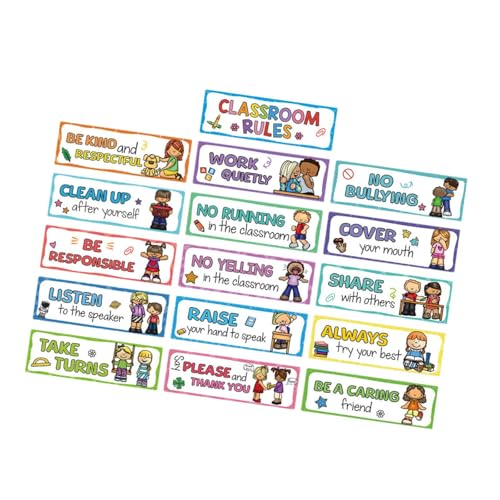 predolo 16 Stück Lernposter Vorschule Lernhilfe Verhaltensregeln Wanddekoration Unterrichtsmaterial aus Papier für Vorschulkinder Kindergarten Grundschule von predolo