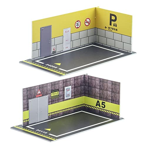 predolo 2X Miniatur Modellauto Parklandschaft Diorama Szene - Kreative Gestaltung, GelbeWandA5 von predolo