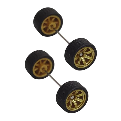 predolo 2X Räder im Maßstab 1/64 mit Miniaturachsen für Spielzeugautos, Gold von predolo