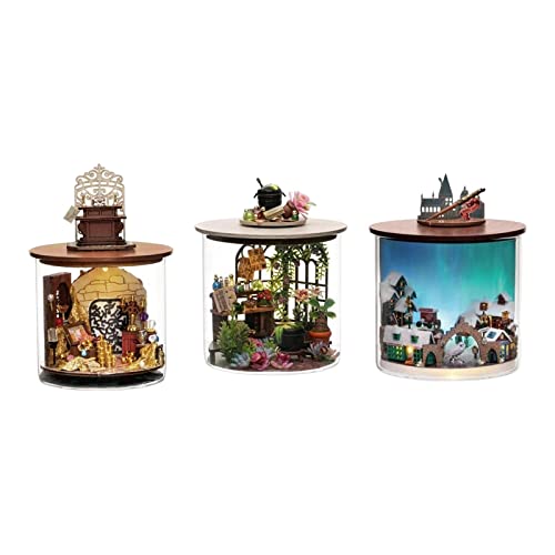 predolo 2er Pack Kreatives DIY Miniatur Puppenhaus Bausatz für Kinder, Fantastisches Modell Set, Stil C von predolo