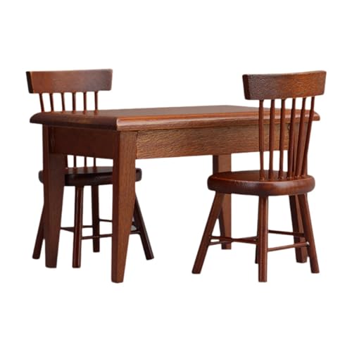 predolo 3 Stück Miniatur Puppenhaus Tisch Stuhl Set Holzmöbel Zubehör für Kreative Rollenspiele Und Dekorative Gestaltung für Kinderzimmer Geschenk von predolo