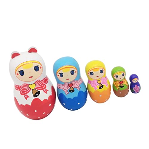 predolo 5 Stücke Handbemalte Russische Puppen aus Holz, Traditionelle Matroschka-Puppen von predolo