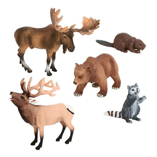 predolo 5X Realistische Tiere Figuren Spielset Woodland Tiere Modell für Party Supplies von predolo