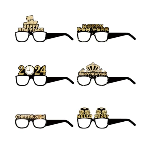 predolo 6 Stück Neujahrsbrillen, Papierbrillen, Lustige Kostümbrillen, Foto Requisiten von predolo