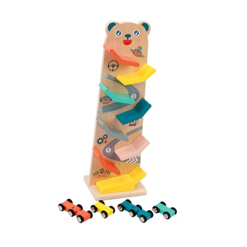 predolo Auto-Rampen-Spielzeug, Holz, Mini-Auto-Rennrampe, Spielzeug mit 4 Autos, kreatives Geschenk für Kinder im Alter von 1 2 bis 3 von predolo