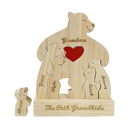 predolo Bärenfamilie Holzpuzzle Einzigartiges DIY Spielzeug Bärenfamilie Ornament Nachdenkliche Geschenke von predolo