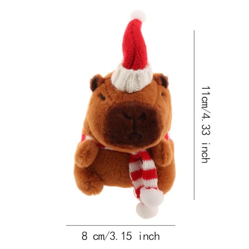 predolo Capybara Plüsch Schlüsselanhänger, Capybara, Kuscheltiere, Rucksack, Puppenanhänger, Tragbarer Weihnachts Capybara Anhänger, Ki, Runder Weißer Schal von predolo