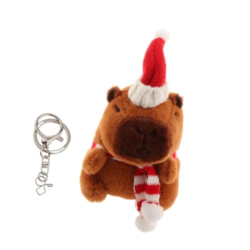predolo Capybara Plüsch Schlüsselanhänger, Capybara, Kuscheltiere, Rucksack, Puppenanhänger, Tragbarer Weihnachts Capybara Anhänger, Ki, Schlüsselanhänger Weißer Schal von predolo