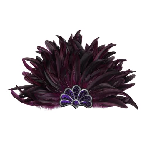 predolo Damen Federkopfschmuck, eleganter Karnevalskopfschmuck für Rollenspiele, Cosplay, Violett von predolo