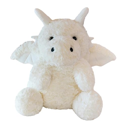 predolo Drachen Plüschspielzeug mit Flügel, Weiche Cartoon Fliegende Drachen Kissenpuppe, Drachen Stofftier Plüschtier für Zuhause, Sofa, Bett, Weiß von predolo