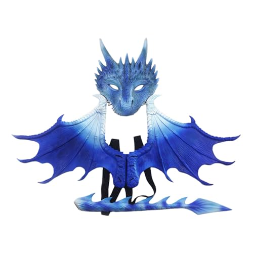 predolo Drachenkostüm für, Dinosaurierschwanz-Maskenflügel-Sets, Rollenspiele, Halloween-Verkleidung für Feiertags-Tanzpartys, Partygeschenke, Blau predolo Drachenkostüm für, Dinosaurierschwanz-Maskenflügel-Sets, Rollenspiele, Halloween-Verkleidung für Feiertags-Tanzpartys, Partygeschenke, Blau von predolo