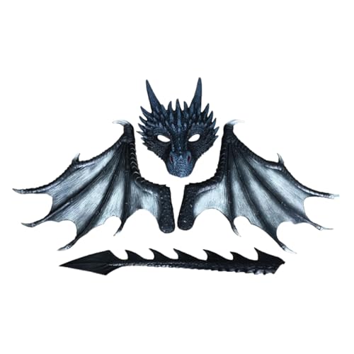 predolo Drachenkostüm für, Dinosaurierschwanz-Maskenflügel-Sets, Rollenspiele, Halloween-Verkleidung für Feiertags-Tanzpartys, Partygeschenke, Schwarz predolo Drachenkostüm für, Dinosaurierschwanz-Maskenflügel-Sets, Rollenspiele, Halloween-Verkleidung für Feiertags-Tanzpartys, Partygeschenke, Schwarz von predolo