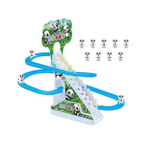 predolo Elektrisches Panda-Schienen-Rutschspielzeug-Set, Panda-Kletterrutsche mit Musik und Lichtern, elektrisches Rennstrecken-Spielzeug als von predolo