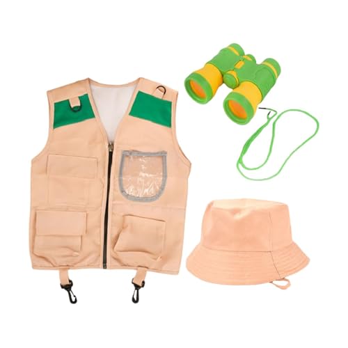 predolo Explorer Kostüm Set für Kinder, Frachtweste Und Hut Fernglas Dress Campingausrüstung für Jungen Mädchen Geburtstagsgeschenk, Klare Taschenweste predolo Explorer Kostüm Set für Kinder, Frachtweste Und Hut Fernglas Dress Campingausrüstung für Jungen Mädchen Geburtstagsgeschenk, Klare Taschenweste von predolo