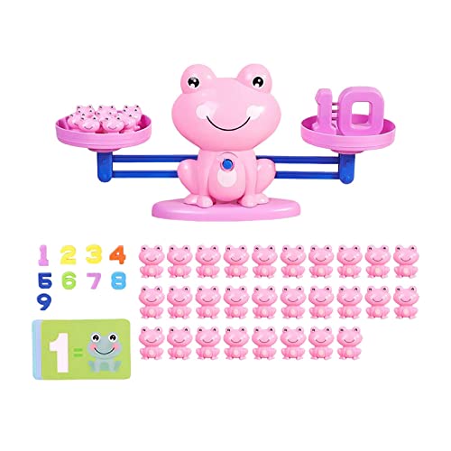predolo Frosch Balance Mathespiel Zahlenen Spielzeug Lernspiel für Kinder - Pädagogisches Geschenk, Rosa 38 Gewichte von predolo