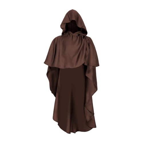 predolo Halloween-Kapuzenumhang, mittelalterlicher Kostümumhang für Kostümpartys, Punkpartys, Braun von predolo