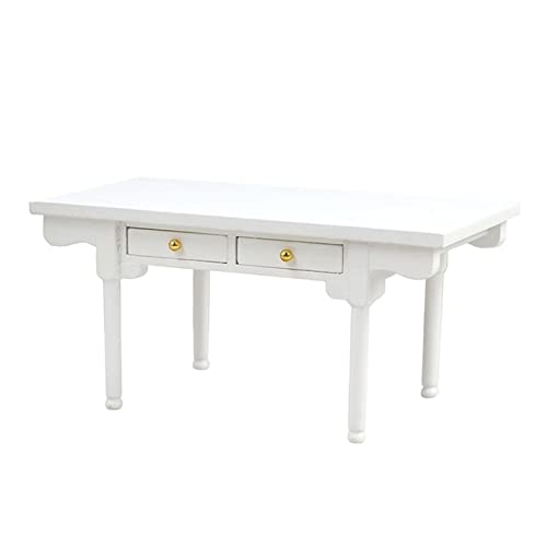 predolo Handgefertigter Schreibtisch für Miniaturwelten mit Geheimversteck, Weiß von predolo