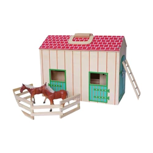 predolo Hölzernes Stabiles Bauernhof Spielset, Gebäudespielzeug, Stabiles Bauernhofhausmodell für Kinder von predolo