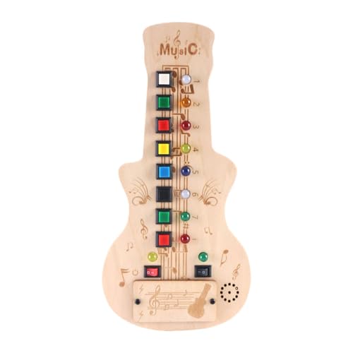 predolo Holz Beschäftigt Bord Mini Gitarre Geschenk LED Gitarre Beschäftigt Bord für Home Kind Jungen von predolo