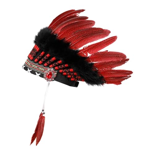 predolo Indianer-Kopfschmuck, originelles Rollenspiel-Kopfstück, Rot predolo Indianer-Kopfschmuck, originelles Rollenspiel-Kopfstück, Rot von predolo