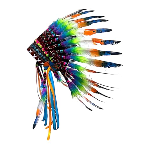 predolo Indianer Kopfschmuck für Häuptlinge, Kostümzubehör für Partys, Cosplay, Bunt von predolo