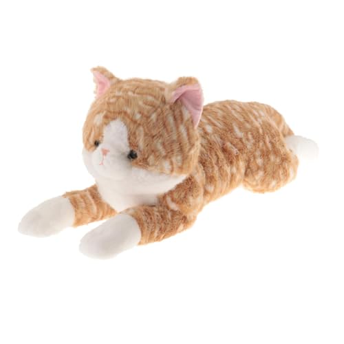 predolo Katzen Plüschkissen, Spielzeug, Plüschpuppe, Stofftier, Kreatives Dekoratives Geburtstagsgeschenk, Ornament für Sofa, Schlafzimmer, Urlaub, Heimdekora, Gelb Gestreift von predolo
