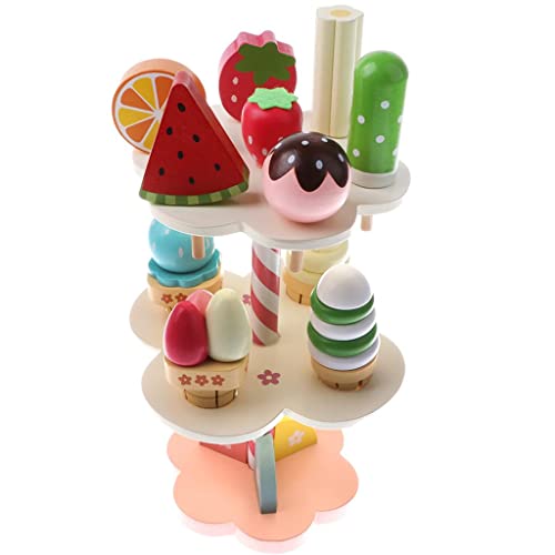 predolo Kinder Spielküche Zubehör - 3-stöckiger Eiscreme Süßigkeitenständer - 11-teilig von predolo