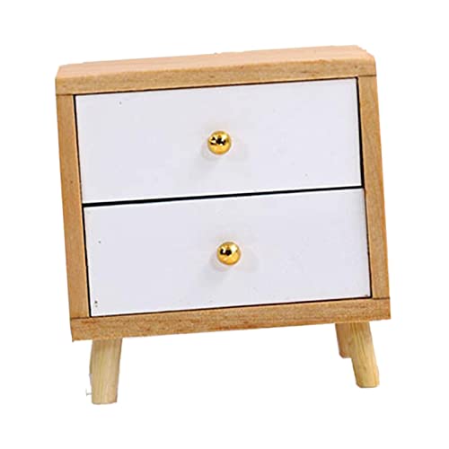 predolo Maßstab 1:12 Puppenhaus Holz Nachttisch Schrank Modell Mini Möbel Spiel Dekoration Handwerk Ornament ACCS Geschenke, 2 Schubladen predolo Maßstab 1:12 Puppenhaus Holz Nachttisch Schrank Modell Mini Möbel Spiel Dekoration Handwerk Ornament ACCS Geschenke, 2 Schubladen von predolo