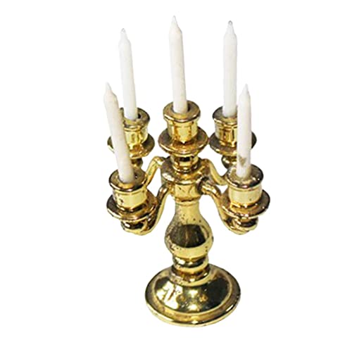 predolo Miniatur Kerzenständer für Puppenhaus Dekoration, Golden von predolo