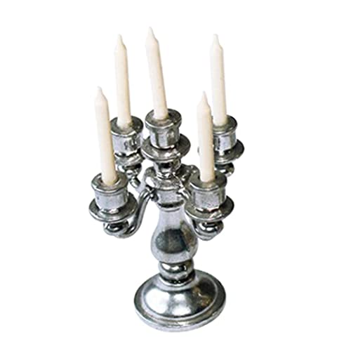 predolo Miniatur Kerzenständer für Puppenhaus Dekoration, Silber von predolo