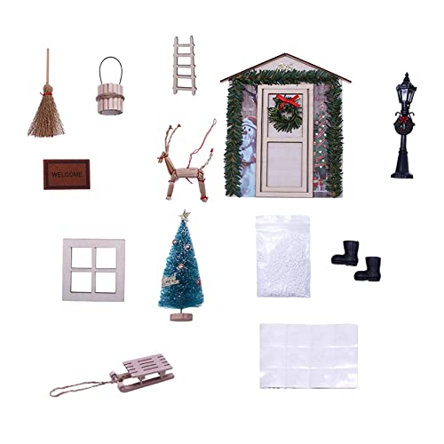 predolo Miniature Holztür, Leiter, Fußmatte für 1:12 Puppenhaus DIY Ornament Dekor von predolo