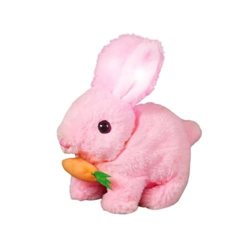 predolo Plüschhase Elektrisches Spielzeug Interaktives Kuscheltier Laufendes Kaninchen Realistische Tierfigur mit Soundfunktion Und Leuchtenden Ohren als, Rosa von predolo