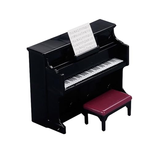 predolo Puppenhaus-Klavier mit Hocker, Mini-Möbel, Spielzeug, Flügelmodell, Musikinstrument, Schwarz predolo Puppenhaus-Klavier mit Hocker, Mini-Möbel, Spielzeug, Flügelmodell, Musikinstrument, Schwarz von predolo