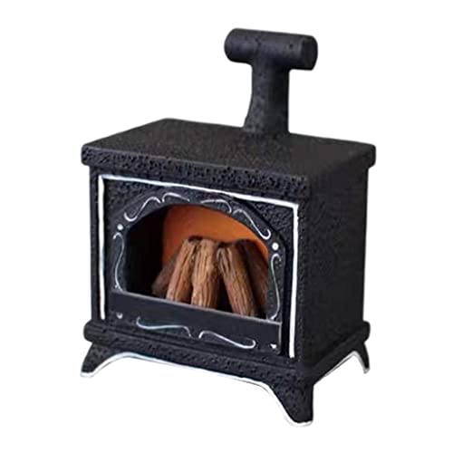 predolo Skala 1/12 Miniatur LED Holzkamin Mini Puppenhaus Szene Zubehör Lernspielzeug für Kinder, Schwarz, A von predolo