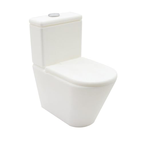 predolo Puppenhaus Toilette Puppenstuben Möbel Badezimmer Einrichtung Duschkabinen Zubehör Miniatur Modell mit Aufklappbarer Brille für Kreative Spielszenen, Toilette von predolo