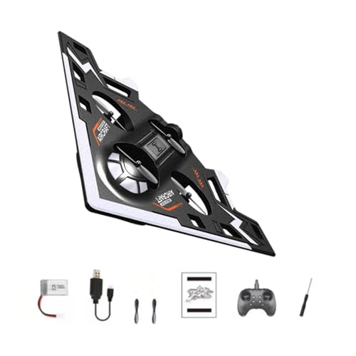 predolo Rc-Flugzeug mit Led-Beleuchtung Und Akrobatik-funktionen aus Hochwertigem Schaumstoff für Kinder Geburtstag Gartenparty, Schwarz von predolo