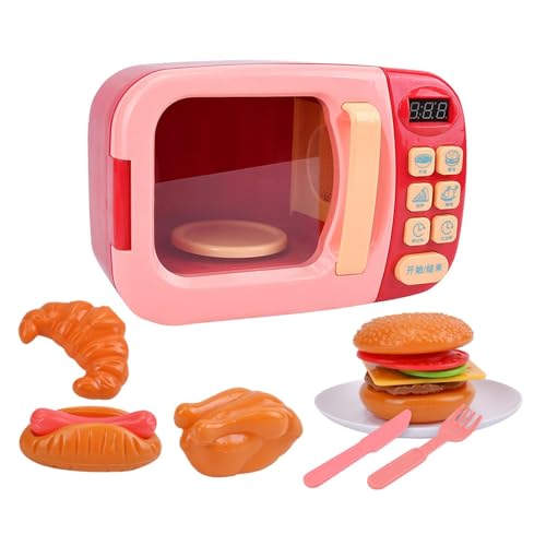 predolo Realistisches Kochspielzeug, vorgetäuschtes Küchenspielzeug, Simulations-Mikrowellenherd-Spielset, Rosa von predolo