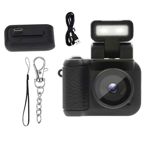 predolo Retro Snap Mini-Kamera, Digitalkamera im Taschenformat mit Blitzlicht, Vintage-Camcorder für Studienaufnahmen, Teenager, Anfänger, Schwarz predolo Retro Snap Mini-Kamera, Digitalkamera im Taschenformat mit Blitzlicht, Vintage-Camcorder für Studienaufnahmen, Teenager, Anfänger, Schwarz von predolo