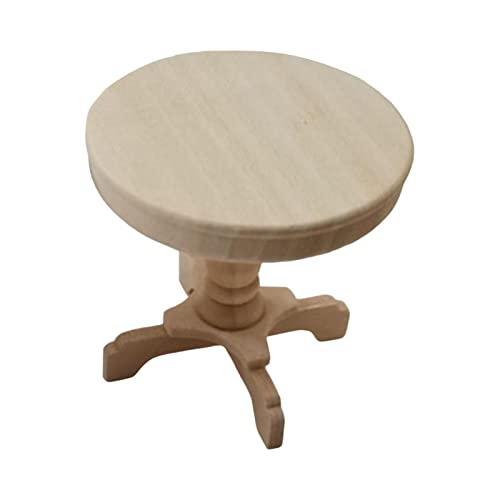predolo Runder Holztisch für Puppenhaus - Miniaturmöbel im Maßstab 1:12 von predolo