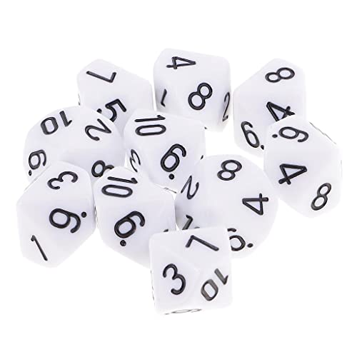 predolo Set mit 10 D10 Würfeln für Spiele, Weiß predolo Set mit 10 D10 Würfeln für Spiele, Weiß von predolo
