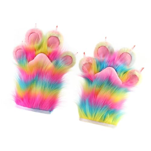predolo Tierpfoten-Handschuhe, weiche Plüschhandschuhe für Karneval, Bühnenauftritt, Halloween, Multicolor B predolo Tierpfoten-Handschuhe, weiche Plüschhandschuhe für Karneval, Bühnenauftritt, Halloween, Multicolor B von predolo