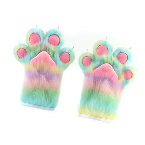 predolo Tierpfoten-Handschuhe, weiche Plüschhandschuhe für Karneval, Bühnenauftritt, Halloween, Multicolor D von predolo