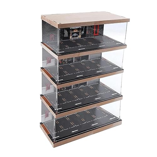 predolo Vitrine für Druckguss-Modellautos im Maßstab 1:64, Desktop-Dekor, Fahrzeuggarage, Vitrine für Spielzeugautos, 4-stufig von predolo