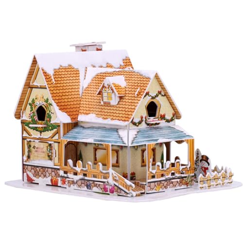 predolo Weihnachten DIY Puzzle Weihnachten 3D Puzzles Ornament DIY Miniatur Puppenhaus für den Urlaub, 40 Stück Gelb von predolo