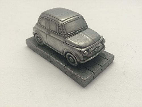 PrideInDetails Fiat 500 Modellauto, Maßstab 1:43, Zinn-Effekt, Handgefertigt in Sheffield, für Erwachsene und Autoenthusiasten, Unisex, 8 cm x 4 cm x 4,5 cm, mit nicht kratzender Unterseite von prideindetails